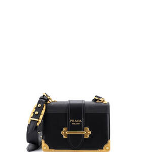 Prada Small Cahier Crossbody Bag Leather and Saffiano Leather
